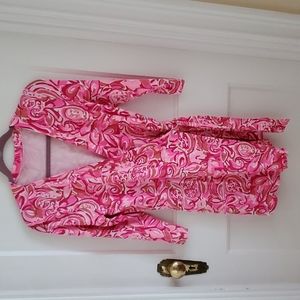 Lilly Pulitzer Karlie Wrap Romper in Mango Salsa size Medium